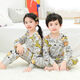 柏潮100秋衣秋褲套裝男童女童打底棉毛衫小孩內衣家居服睡衣 橄欖色 火山恐龍 100