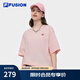 FILA FUSION斐樂章昊同款情侶款針織短袖衫2025夏新款寬松純棉涼感T恤 綺水粉-LP S 165/88A/S