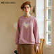 Olrain【5折】圓領(lǐng)衣服衛衣女春季女裝寬松慵懶刺繡套頭上衣 粉色 L