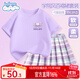 班尼路女童夏裝套裝兒童裙子夏季短裙2025新款JK百褶裙公主裙純棉短袖 紫B夢(mèng)幻小兔X+紫B圓圈貓咪紫QS 140 【推薦體重56-68斤】