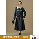 獨束大碼女裝撞色小香風(fēng)千金套裝2024年冬新款胖mm顯瘦法式套裝女 藍灰外套 XL (尺碼：3) (尺碼：3)