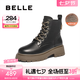 百麗（Belle）七夕禮物百搭馬丁靴女商場(chǎng)款真皮休閑舒適短靴3NZ40DD4 黑色-絨里 37 (235mm)