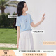 香影粉色t恤女裝短袖正肩2025夏季新款圓領(lǐng)卡通刺繡減齡上衣小衫 藍(lán)色 M 160/84A/95-110斤