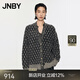 JNBY/江南布衣秋冬含羊毛針織衫女格紋中長款開襟毛衫5O0313470 973/米黑雙色 M