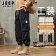 JEEP SPIRIT工裝褲男秋季束腳褲子男經(jīng)典潮流運動(dòng)褲男寬松休閑褲男 黑色XL