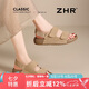 ZHR反絨牛皮涼鞋女夏季復(fù)古透氣勃肯鞋女軟底搭扣女鞋 IL02 卡其色38