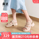 森達七夕禮物時裝鞋女款2025夏新商場同款復古厚底休閑涼鞋XML01BL5 杏色 37