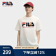 FILA 斐樂官方男子針織短袖衫2025夏新款狐貍刺繡休閑舒適純棉T恤 云菇白-WT L 175/96A/L