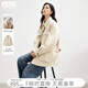 對白簡(jiǎn)約翻領(lǐng)襯衫式毛呢外套女2025冬季新款小個(gè)子落肩休閑呢大衣 奶白色 XL