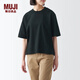 無(wú)印良品（MUJI） 女式 涼感 寬版短袖T恤 休閑百搭 BBA18A3S 黑色 XS