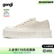 共跡gongji【范丞丞同款】2025夏季方頭厚底板鞋女休閑厚底帆布鞋小白鞋男 高光白 【范丞丞同款】 偏大一碼 36 （233mm）
