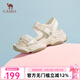 駱駝（CAMEL） 厚底涼鞋女夏季新款增高松糕沙灘鞋魔術(shù)貼時尚運動休閑涼鞋 L23M504136米色 38