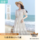 茵曼法式度假小個(gè)子連衣裙2025夏女裝新款白色中長(cháng)裙子 悠蘭杏  L