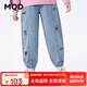 MQD童裝男大童秋季學(xué)院風(fēng)基礎(chǔ)百搭牛仔長褲 淺牛仔藍(lán) 130