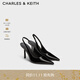 CHARLES&KEITH豹紋尖頭氣質(zhì)包頭涼鞋高跟鞋生日禮物送女友CK1-60280451 BLACK PATENT黑色 36 （230）
