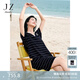 玖姿·安娜蔻復(fù)古學(xué)院風(fēng)減齡海軍領(lǐng)條紋針織連衣裙女2025夏季新款 條丈青 M