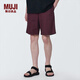 無(wú)印良品（MUJI）男式 水洗 平紋 短褲 男士褲子夏季款 寬松休閑褲 男裝 深紫紅色AED10A4S L (175/88A)