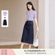 香影a字牛仔半身裙女2025夏裝新款梨形遮胯傘裙中長(cháng)款藏青色裙子 套裝2 紫色短袖+半身裙套裝 XL 170/92A/125-140斤