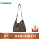 熱風(fēng)（Hotwind）秋季新款女士豹紋帥氣時(shí)尚單肩包歐美復(fù)古磁扣小方包 02棕色 F