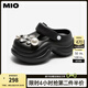 MIO米奧洞洞鞋女鞋2025夏季新款戶外涼拖鞋外穿厚底增高涼鞋沙灘鞋 黑色（尺碼偏小，建議拍大一碼） 38