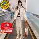 G.DUCKKIDS童裝女童套裝秋冬季新款兒童衣服女孩加絨冬裝中大童小熊格子衛衣 兩件套（不含馬甲） 120碼建議110-120cm6-7歲