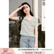 香影漸變條紋v領(lǐng)t恤女短袖2025夏季新款設(shè)計(jì)感彩條短款正肩小上衣 紫色 M