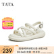 他她（TATA）白色沙灘涼鞋女軟底松糕鞋外穿百搭夏季新款WDP01BL3 米白 35