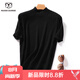 牧什 針織短袖女士半高領(lǐng)半袖女夏季新品薄款純色打底衫T恤DZ048 黑色 L 165