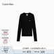 Calvin KleinJeans25秋季新款女士刺繡ck羅紋修身圓領(lǐng)內搭針織衫毛衣47D371G UB1-太空黑 XS