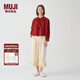 無(wú)印良品 MUJI IDEE 女式 強(qiáng)捻長(zhǎng)袖襯衫女士襯衣內(nèi)搭春秋GAD04C4S 深紅色 M （155/80A）