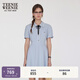 Teenie Weenie小熊女裝連衣裙2025夏季新款清新簡(jiǎn)約學(xué)院翻領(lǐng)短袖裙 淺藍(lán)色 M