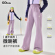 NICKYBABY女童喇叭褲春秋開(kāi)叉闊腿褲子兒童微喇長(cháng)褲學(xué)院風(fēng)套裝女孩大童秋裝 27005紫色 160 cm