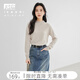 對白【100%綿羊毛】半高領(lǐng)針織毛衣女秋冬2024新款保暖打底衫上衣 淺花駝 M