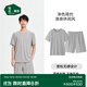 松山棉店商場同款二合一小薄荷羅紋家居服套裝半袖顯瘦2件套睡衣透氣 短袖短褲-男士-麻灰色 2XL （女士175，男士185）