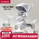 紐貝耳newber嬰兒車(chē)嬰兒推車(chē)換向推車(chē)可坐可躺0-3歲用可折疊高景觀(guān) 霧藍【推桿+360°座椅換向】