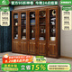 小木窩實(shí)木書(shū)柜 胡桃木書(shū)柜玻璃門(mén)收納儲(chǔ)物櫥架落地柜中式書(shū)房置物書(shū)架 三門(mén)書(shū)柜 組裝