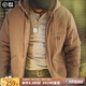 馬登工裝 J141仿羊羔絨連帽夾克男冬季加絨保暖棉衣重磅帆布棉服外套 卡其色 （寬松偏大） S