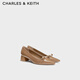 CHARLES&KEITH氣質(zhì)通勤尖頭粗跟蝴蝶結單鞋生日新年禮物送女友CK1-60361579 CARAMEL焦糖色 36 （230）