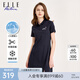 ELLE ACTIVE 百搭氣質(zhì)翻領(lǐng)連衣裙夏季時(shí)尚簡(jiǎn)約運(yùn)動(dòng)休閑透氣收腰顯瘦短袖T恤裙 藏青色 2XL