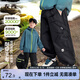 左西童裝男童褲子秋裝2025新款兒童工裝褲大童戶外沖鋒褲 黑色 160