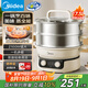 美的（Midea）電蒸鍋 電煮鍋電火鍋多功能鍋家用電鍋蒸蛋器17.5升大容量多用途鍋ZGE30D82
