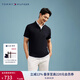 TOMMY HILFIGER【雙面布】夏季男純棉商務(wù)休閑純色翻領(lǐng)短袖T恤POLO衫34785 深藏青DW5 L （推薦：150-165斤）