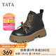 他她（TATA）英倫風(fēng)馬丁靴女氣質(zhì)短筒靴加絨女靴冬商場(chǎng)同款WE901DD3 黑色（絨里） 35