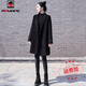 AEMAPE2025春秋加厚大衣女中長(cháng)款西裝領(lǐng)韓版小個(gè)子時(shí)尚毛呢外套上衣女 黑色  L _建議100-120斤