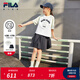 FILA KIDSx原田治聯(lián)名系列斐樂(lè )兒童套裝2025夏新款短袖短裙兩件套 標準白-WT 165