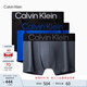 Calvin Klein內(nèi)衣25秋季新款男士三條裝ck提花棉質(zhì)防夾臀平角內(nèi)褲男NP2832O Z2Q-太空黑/寶石藍/炭灰 L