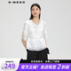 S.DEER圣迪奧女裝文藝V領花邊肌理喇叭袖襯衫S232Z0404 本白/9B S 160