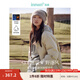 茵曼（INMAN）撞色翻領(lǐng)棉服外套2025秋季女裝新款加厚面包服短款大衣上衣 杏色 XL