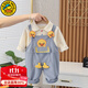 G.DUCKKIDS小黃鴨兒童套裝男女童背帶褲春秋季一歲寶寶衣服嬰幼兒菠蘿褲 ZQ251220 藍色 尺碼7-11月(建議寶寶75-85cm 80