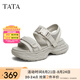 他她（TATA）厚底沙灘涼鞋女黑色運動涼鞋魔術(shù)貼涼鞋2025夏新CXM01BL5 灰色 37
